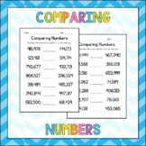 Comparing Large Numbers Worksheets - Math Practice - Test Prep - Sub Plan