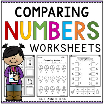 Preview of Comparing Numbers Worksheets | Numbers Sense Recognition 1-20 Kindergarten