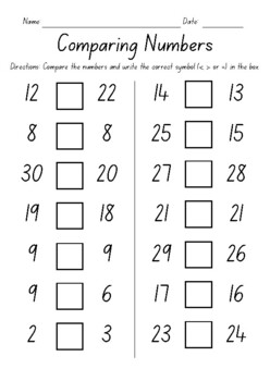 Preview of Comparing Numbers Worksheets - Test Prep - Sub Plan