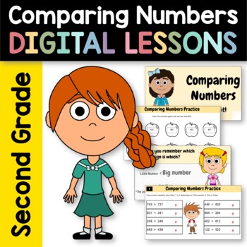Preview of Comparing Numbers for 2nd Grade Interactive Google Slides | Math Skills Review