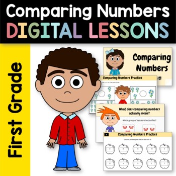 Preview of Comparing Numbers for First Grade Google Slides | Math Skills Review