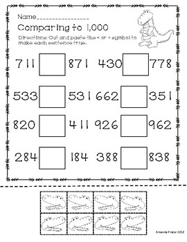 comparing numbers to 1000 by amanda prater teachers pay teachers