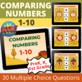 Comparing Numbers to 10 Boom Cards Fall Thanksgiving Dista