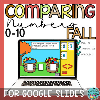 Preview of Comparing Numbers to 10 Fall Apples for Google Slides™ 