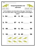Comparing Numbers to 100 Alligator Cut and Paste Worksheet