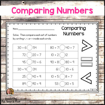 comparing numbers to 100 first grade free by fun times in first