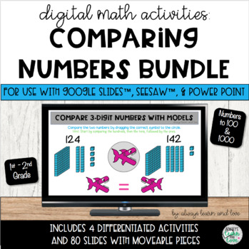 Preview of Comparing Numbers to 100 and Numbers to 1000 Bundle for Seesaw™ Google Slides™