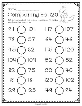 Comparing Numbers to 120: Greater Than, Less Than, and Equal Alligators