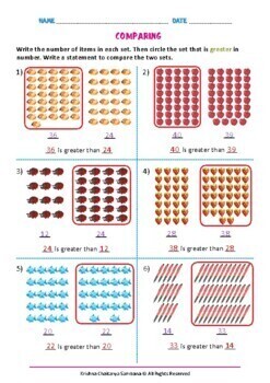 Comparing Numbers up to 40 by Krishna Chaitanya Sambana | TPT