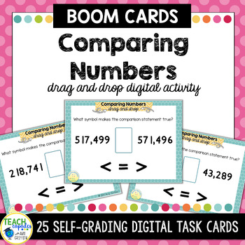 Preview of Comparing Numbers Place Value to Hundred Thousands BOOM Task Cards TEKS 3.2D