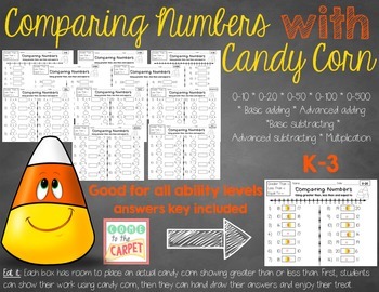 Preview of Comparing Numbers with Candy Corn K-3
