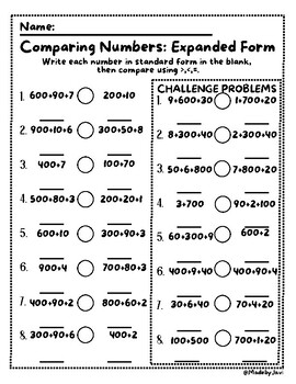 Preview of Comparing Numbers with Expanded Form
