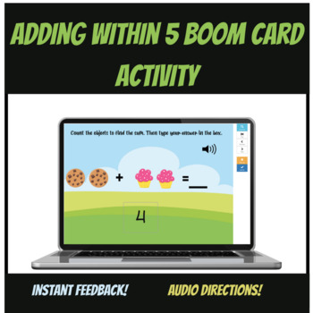 Preview of Adding Objects with 5- Boom Card Activity, NWEA Skill 121-130