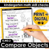 Comparing Objects Worksheets Kindergarten Math K.MD.2