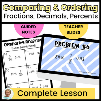 Preview of Comparing & Ordering Fractions, Decimals, Percents | Guided Notes & Slides