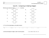 Comparing & Ordering Integers Quiz