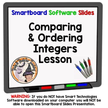 Preview of Comparing and Ordering Integers Smartboard Slides Lesson