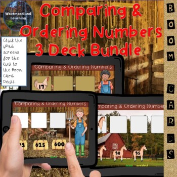 Preview of Comparing & Ordering Numbers Digital Boom Cards 3 Decks Distance Learning