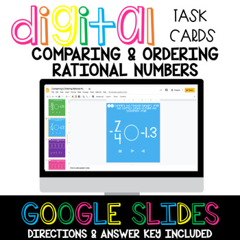 Preview of Comparing & Ordering Rational Numbers Digital Task Cards Distance Learning