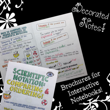 Preview of Comparing & Ordering in Scientific Notation - Decorated Notes Brochure for INBs