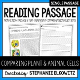 Comparing Plant and Animal Cells Reading Passage | Printab