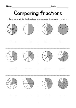Preview of Comparing Proper Fractions Pie Charts - Greater Than - Less Than FREEBIE