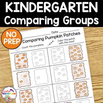 Comparing Pumpkin Patches - Math Worksheets K.CC.6 by Teacher Gameroom