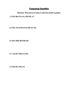 Preview of Comparing Quantities