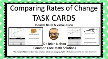 Preview of Comparing Rates of Change (Task Cards, Notes & Video Lesson)