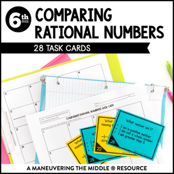 Preview of Comparing Rational Numbers using Inequalities Task Cards Activity