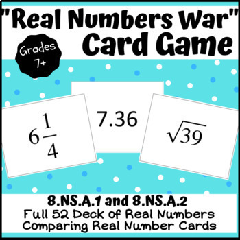 Preview of Comparing Real Numbers - War Game Card Deck