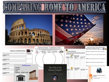 Preview of Comparing Roman Empire to United States of America - Worksheets / Project