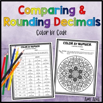 Preview of Comparing Rounding Decimals Winter Color by Code
