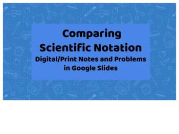 Preview of Comparing Scientific Notation Google Slide Notes/Practice