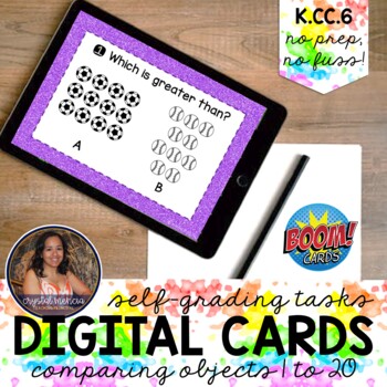 Preview of Comparing Sets of Objects 1-20 Boom Cards™ | Distance Learning Digital Tasks