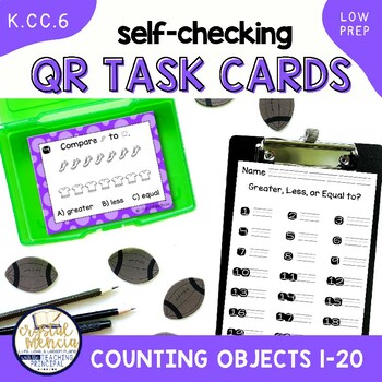 Preview of QR Math Task Cards Comparing Sets of Objects 1-20 for SCOOT Games