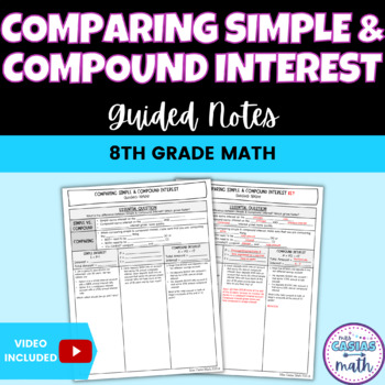 Preview of Comparing Simple and Compound Interest Guided Notes Lesson