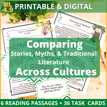 Preview of Comparing Stories, Myths, & Traditional Literature Task Cards and Passages