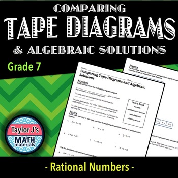 Preview of Comparing Tape Diagrams and Algebraic Solutions Worksheet