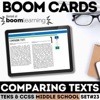 Preview of Comparing Text Task Cards Digital Boom Cards