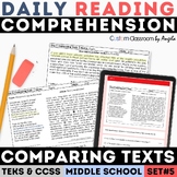 STAAR Paired Passages Comparing Two Texts 6th Grade Langua
