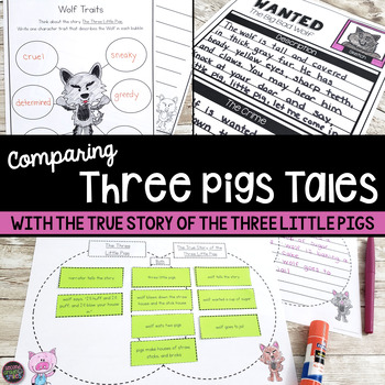 Preview of The True Story of the Three Little Pigs & The Three Little Pigs - Print & Easel