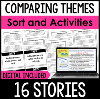 Preview of Comparing Themes Sort and Printable Activities | Reading Sort with Digital