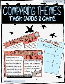 Preview of Comparing Themes Task Cards Plus A Self-Grading Digital Quiz