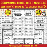 Comparing Three Digits Numbers Worksheet ,Greater Than & L