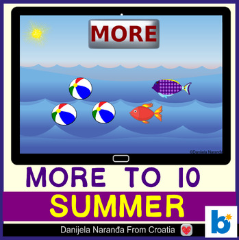 Preview of Comparing To 10 MORE Objects | Summer MATH Boom™ Cards