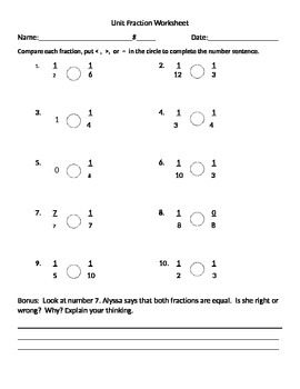 unit fractions homework