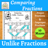 Comparing Unlike Fractions Mazes
