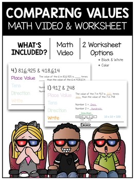 Preview of 4.NBT.1: Comparing Values Math Video & Worksheet