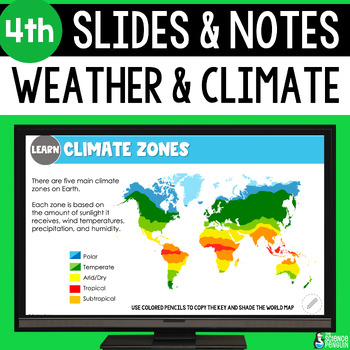 Preview of Comparing Weather and Climate Slides & Notes Worksheet | 5th Grade Powerpoint
